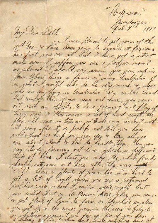 Alexander's 1918 letter